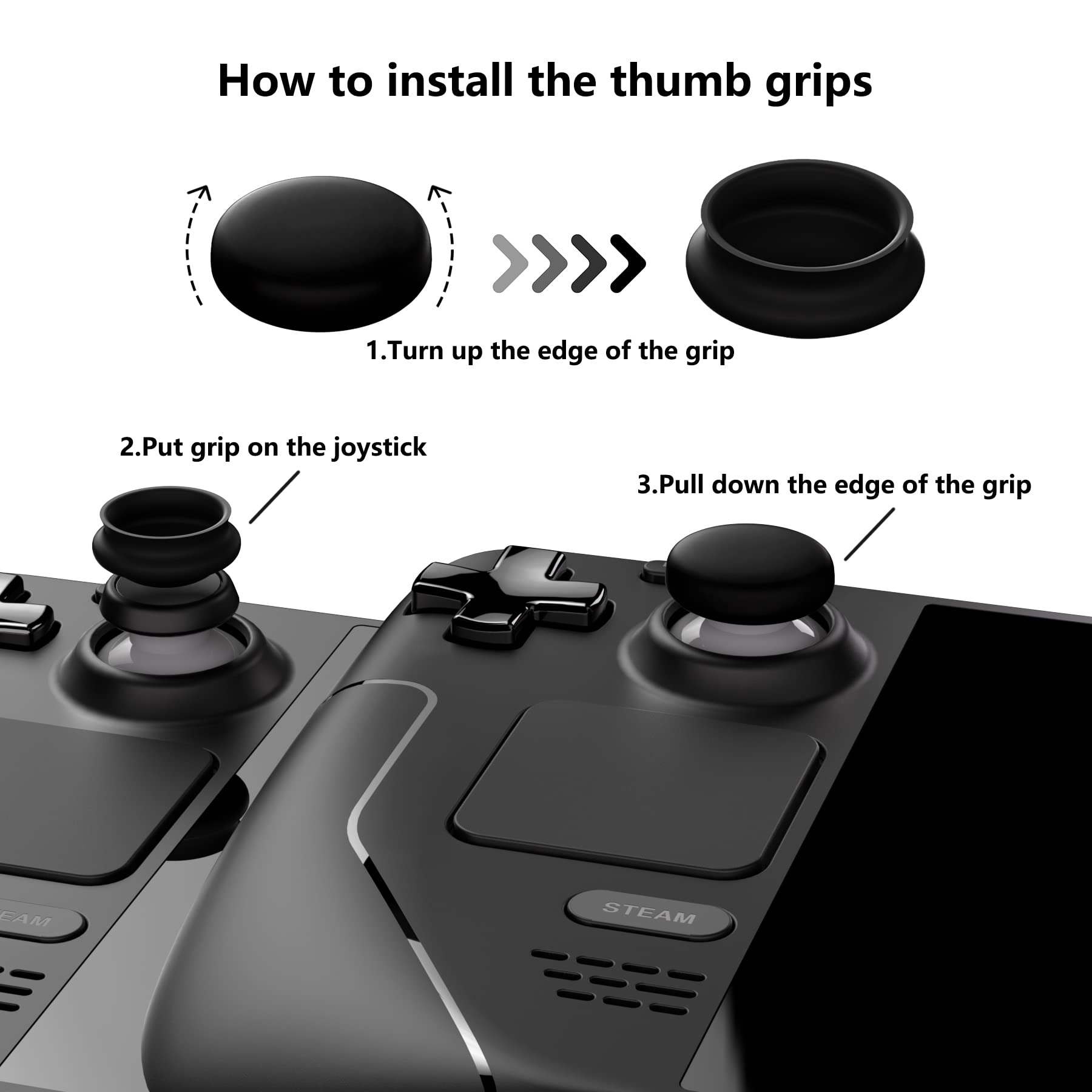 PlayVital Thumb Grip Caps for Steam Deck LCD, Silicone Thumbsticks Grips Joystick Caps for Steam Deck OLED - Fire Demons