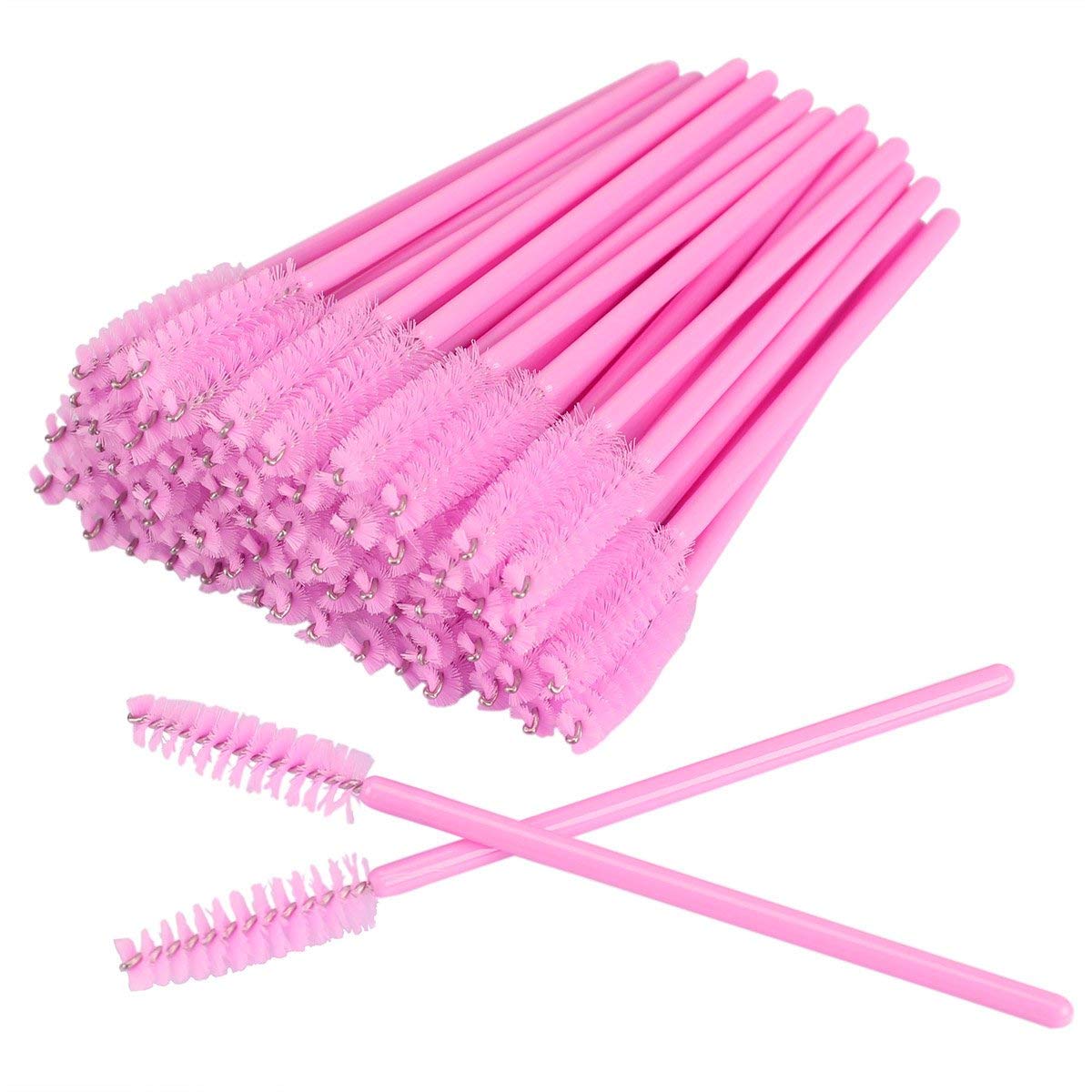 50 PCS Disposable Eyelash Brushes Mascara Wands Eye Lash Eyebrow Applicator Cosmetic Makeup Brush Tool Kits (pink)