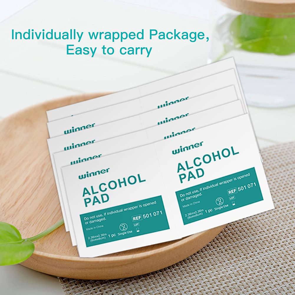 Winner Medical 200 Sheet Alcohol Wipes, Unscented, Saturated with 75% Ethanol Pre-Injection Swabs, Individually Wrapped Sterile Alcohol Swabs, 4 Layers of Sterile Alcohol Pre Pads (2.36‘’x2.36‘’)