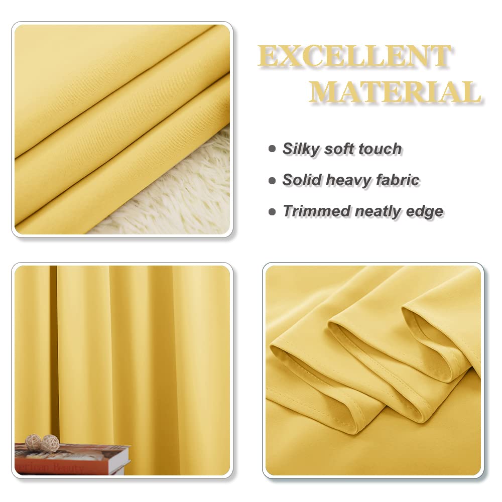 PONY DANCE Sunny Yellow Blackout Curtain - Home Decor Insulated Small Window Curtain for Living Room, Bedroom, Soundproof Drape Privacy Protection, 52x63 Inch, Sold as 1 Panel