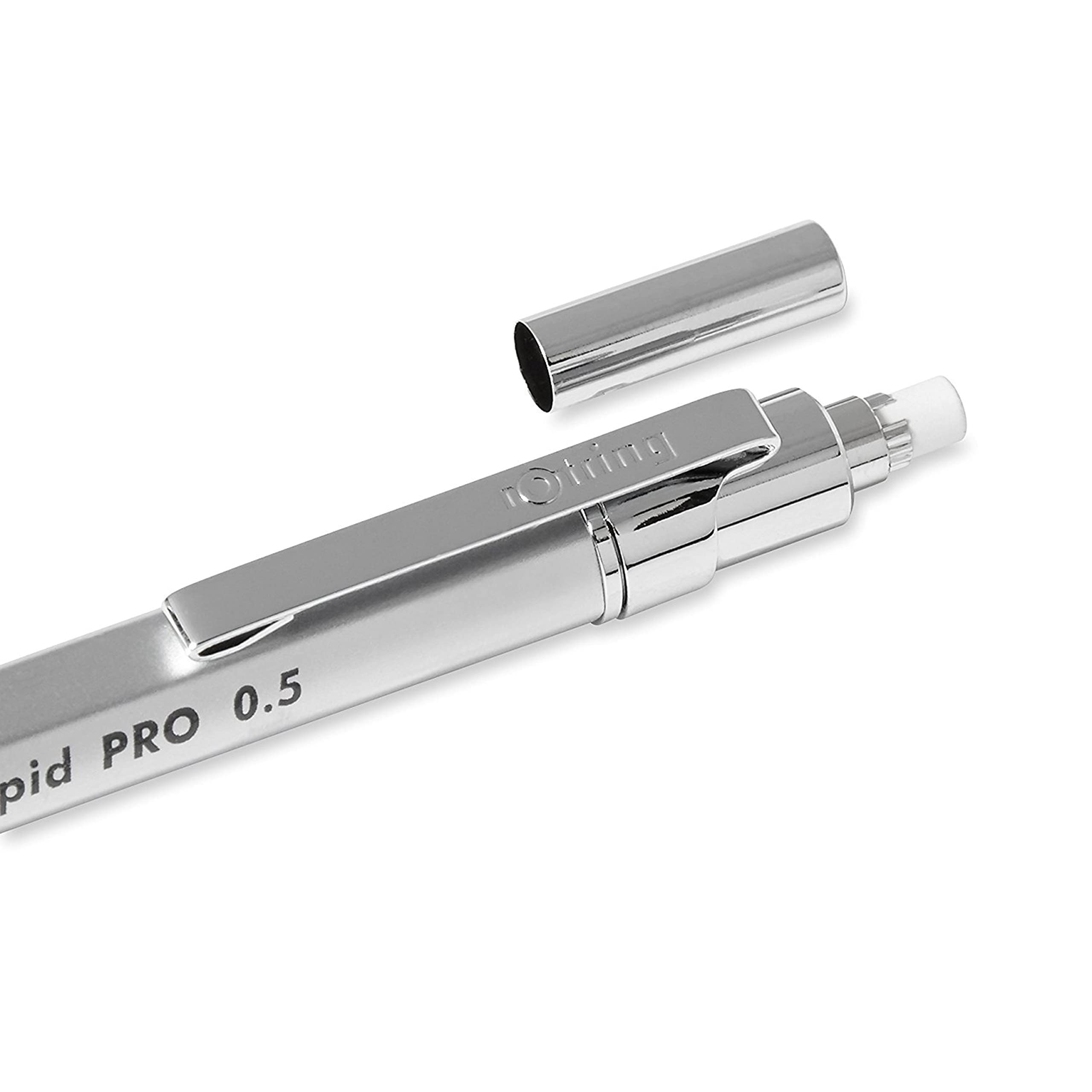 rOtring Rapid Pro Mechanical Pencil   HB 0.5 mm Lead Propelling Pencil   Reduced Lead Breakage   Silver Chrome Full-Metal Barrel