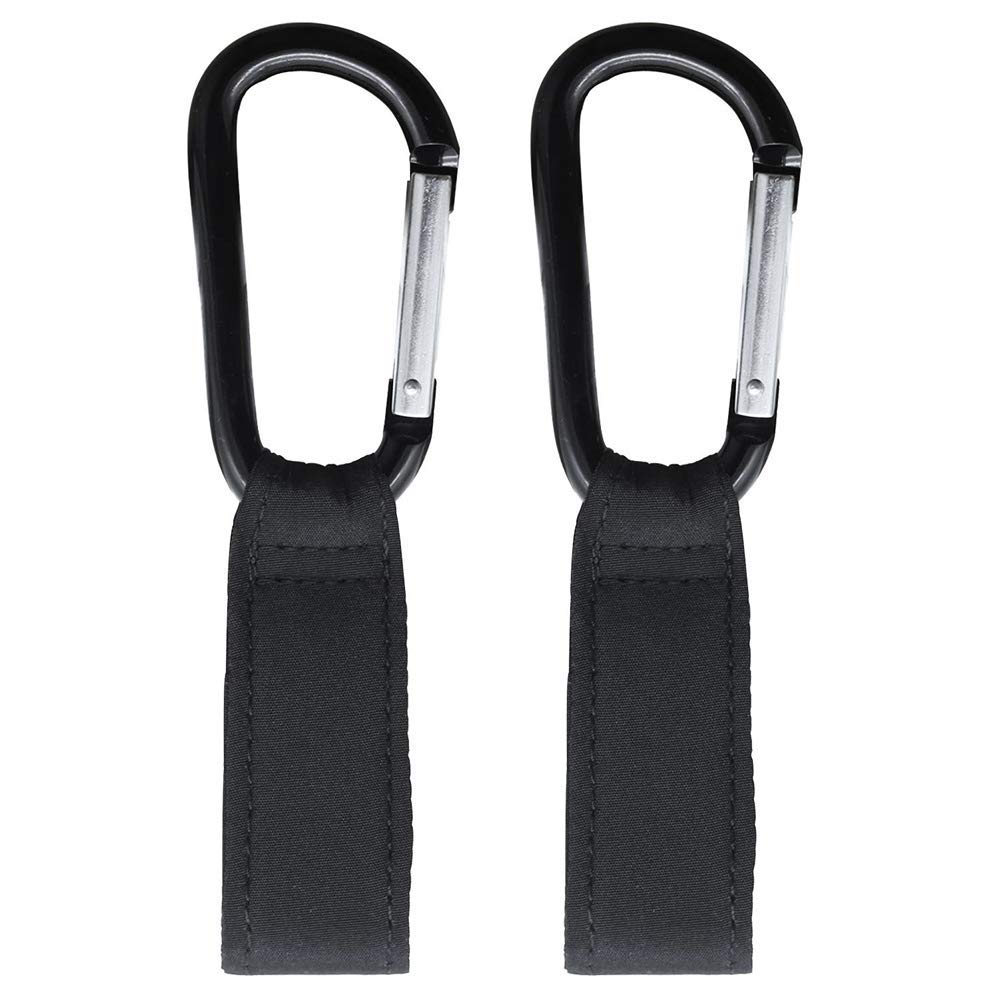 Baby Bag Clips Buggies Clips - Hook Your Shopping & Bags Safely on Your Pushchair or Stroller Clips. Pushchairs Clip Black, 2 Pack