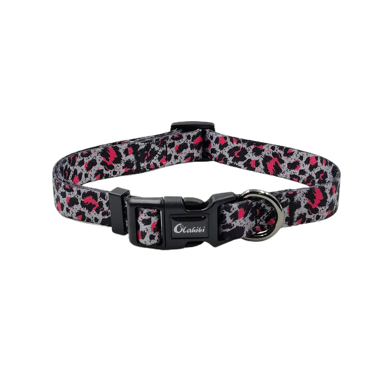 Olahibi Dog Collar and Leash Set, Leopard Pattern, Polyester Material, 150CM Leash, for Small Dogs.(S, Colorful Leopard)