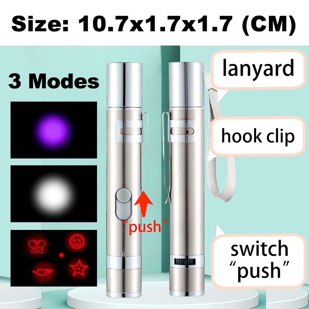 Cat Toys, 7 in 1 Function Red Pointer Interactive Cat Toy, USB Rechargeable LED Cat Light Pen, Cat Toys Interactive for Indoor Cats, Red Dot Kitten Practice Chaser Toys