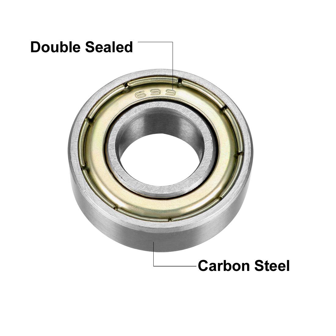 sourcing map 699ZZ Deep Groove Ball Bearing Double Shield 699-2Z 1080099, 9mm x 20mm x 6mm Carbon Steel Bearings (Pack of 20)