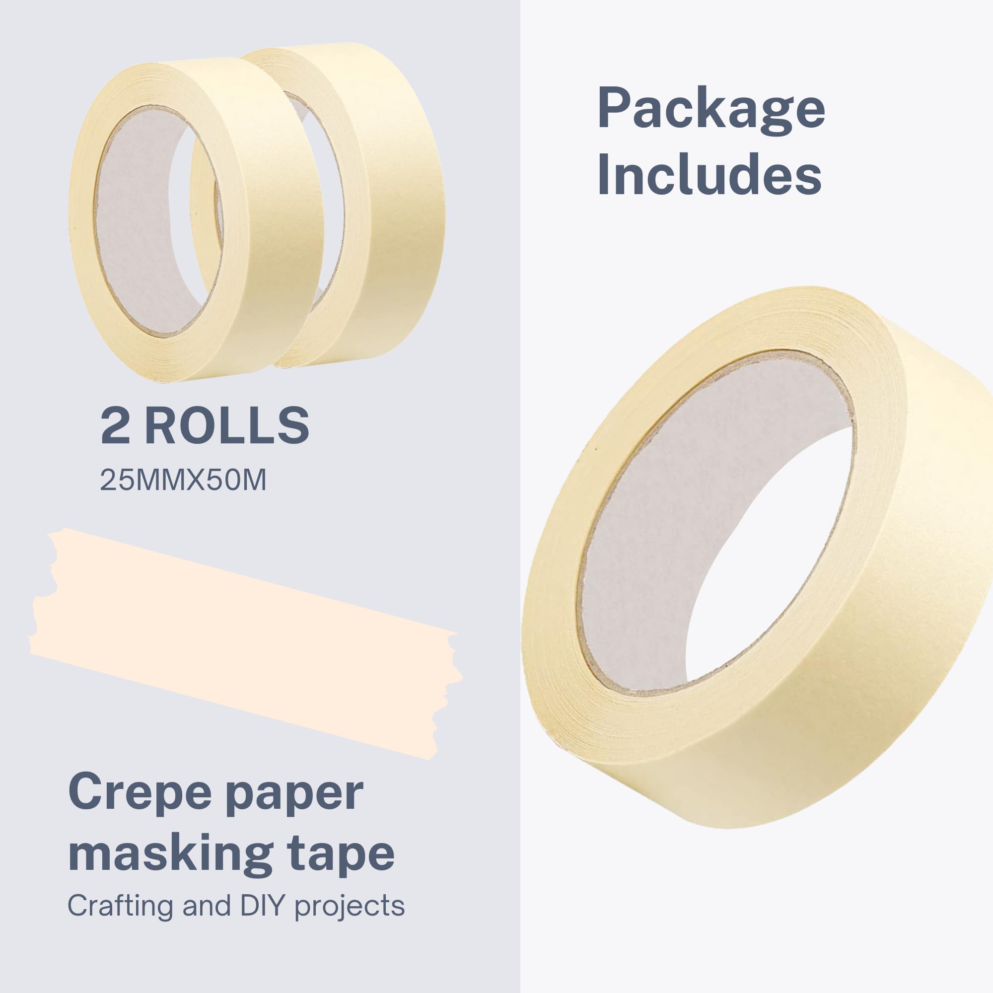 Wiles Eagle Twin Pack Masking Tape 25MM (1 inches x50M) General Purpose Masking Tape for Painting Artists & Decorating - 2 ROLLS