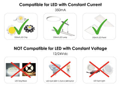 illuburg LED Driver Dimmable TRIAC 350mA Constant Current 5W - 10W Flickerfree LED Power Supply Transformer