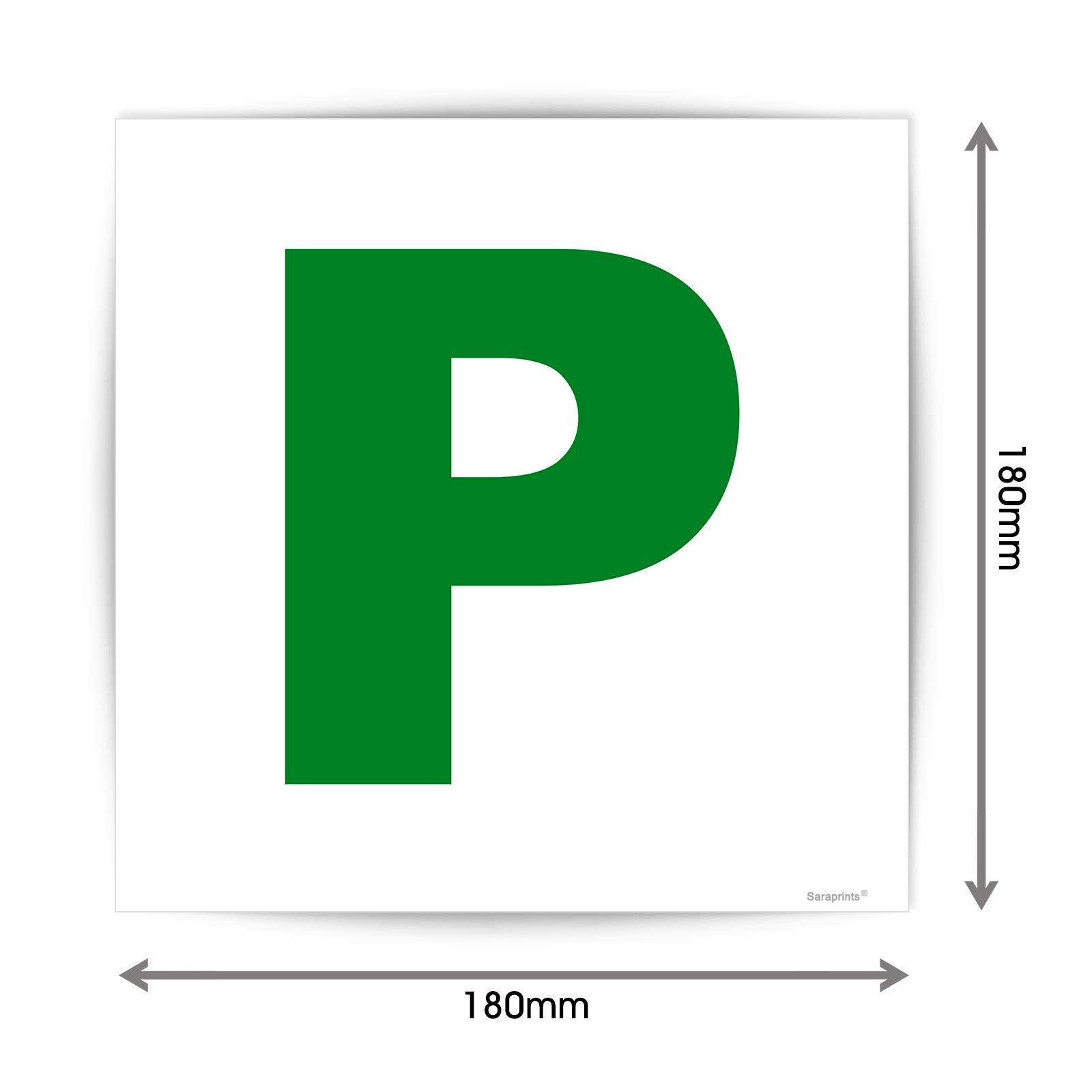 Pack of 2 P Plates Stickers Self Adhesive (180 x 180 mm) P Sign for New Driver Waterproof P Sticker for New Driver Pass Plates for Car Sara Prints®