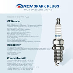 TORCH F7RTC Spark Plug Repalce for NGK 5534/BPR7ES V-line-19, for BOS CH 7992/WR5DC 4038/WR5DP, for Cham pion 332/RN7YC 415/RN9YC 818/RN2C, for DEN SO W22EPR-U/3088, for AC Delco R41CXLS, OEM