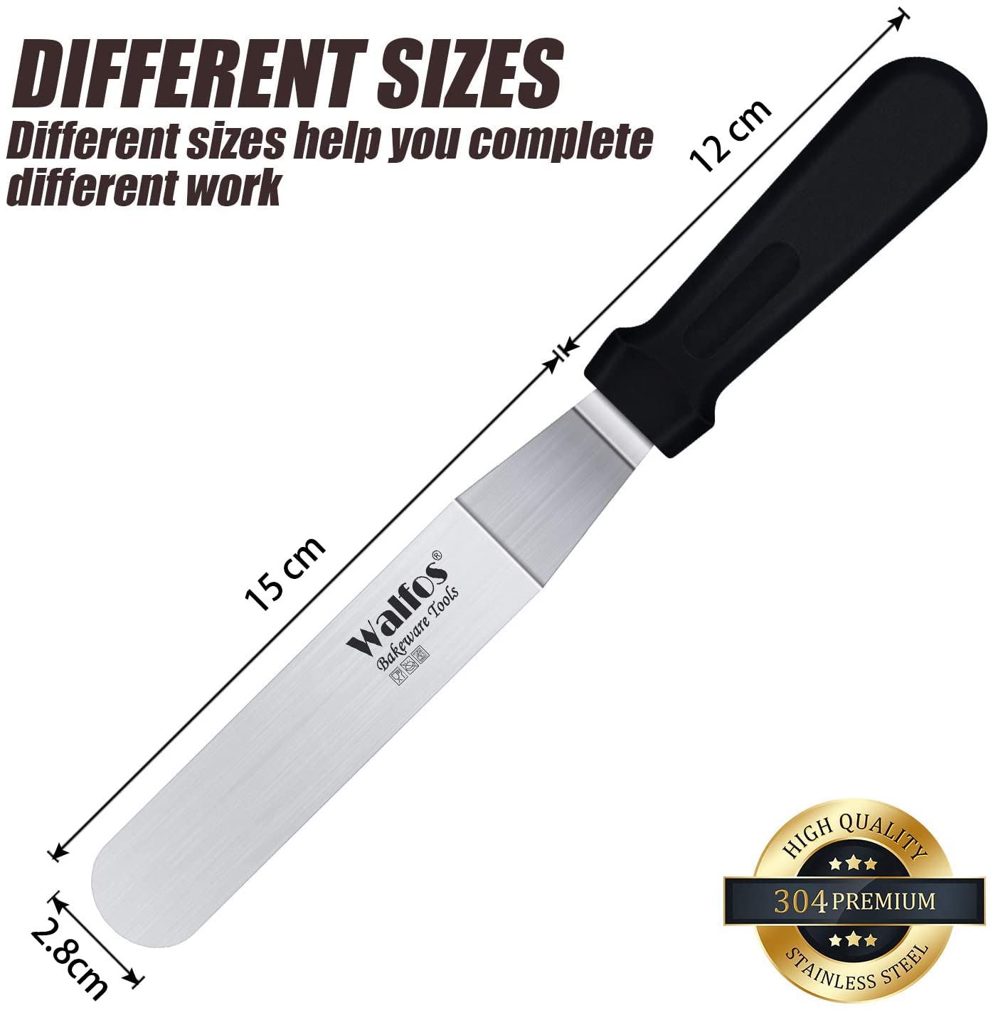 Angled Icing Spatula Cake Decorating, WALFOS Stainless Steel Blade Spatulas Baking and Pallet Knife for Cake Decorating - Multipurpose Use for Home, Bakery or Kitchen(15 cm)