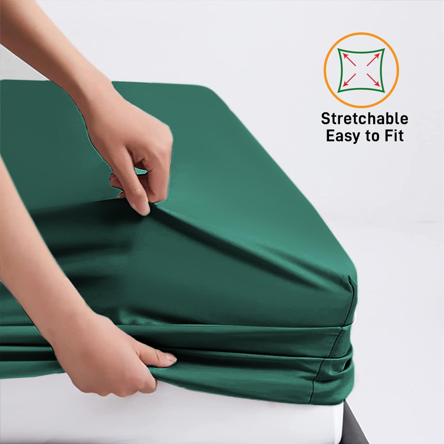 My home store Fitted Sheet 25 cm Deep Brushed Microfiber Ultra Soft No-Iron Wrinkle-Resistant Plain Dyed Fitted Bed Sheets Hypoallergenic Breathable Sheets (Emerald, Super King)