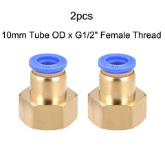 sourcing map Push to Connect Tube Fitting Adapter 10mm Tube OD x G1/2 Female Straight Pneumatic Connecter Connect Pipe Fitting 2pcs