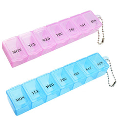 2 Pcs Pill Box Organiser 7 Day One Time a Day Pill Dispenser Storage Case for Medication Supplements Vitamins and Cod Liver Oil