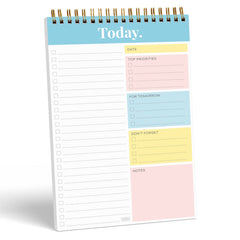 S&O Daily Planner Notepad for Productivity - 52 Page Daily To Do Planner - Undated Planner and Organizer - Daily To Do List Planner - Coiled Daily Task Planner - Daily Organizer Planner - TURQUOISE