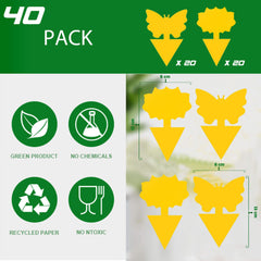 Fruit Fly Trap, 40 Pack Fruit Fly Killer Yellow Sticky Bug Insect Killer Double-sided Insect Catcher Sticky Bug Sticky Fruit Fly Killer for Houseplant Indoor and Outdoor