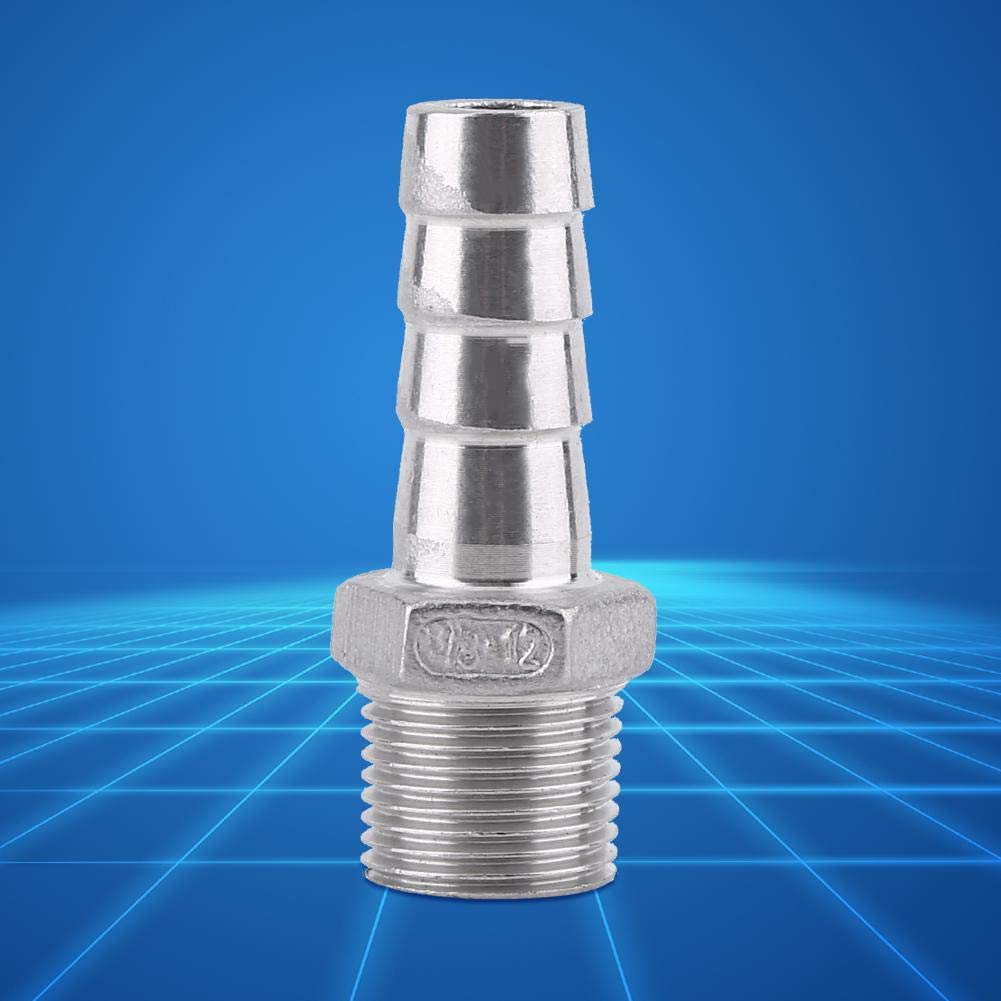 1 x SS304 Stainless Steel Barbed Hose Connector with Thread Adaptor DFE Tail Pipe 1/8~3/4