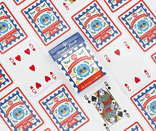 Royal Flush Queen's Commemorative Playing Cards - Twin Deck of Platinum Jubilee 2022 Poker Cards, Superior Cartamundi Linen Finish, Easy To Shuffle & Durable, Limited Edition