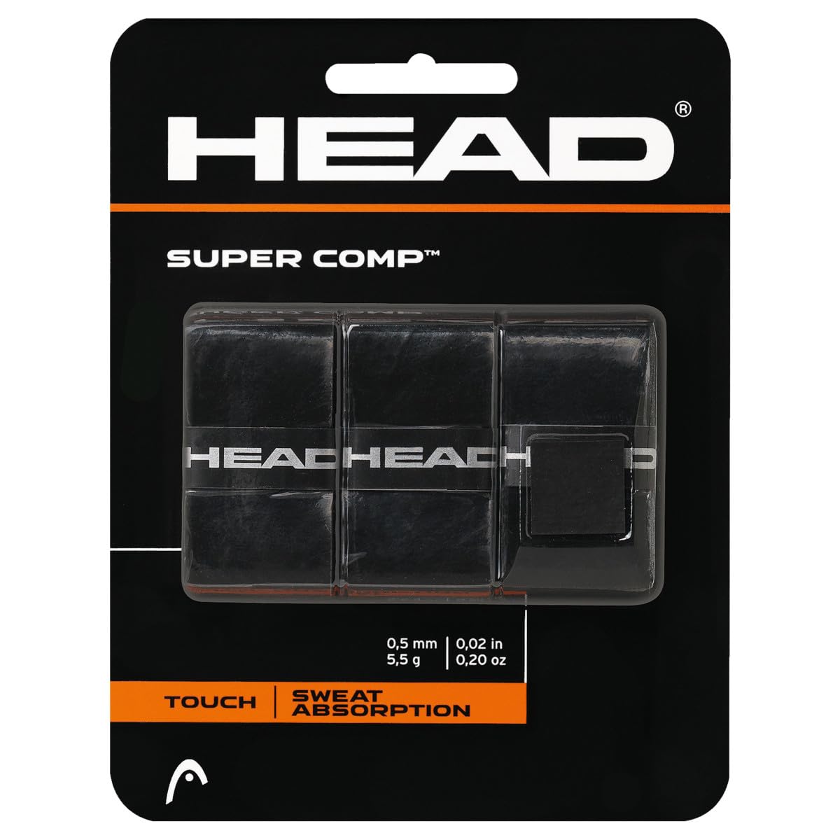 HEAD Unisex's Super Comp Tennis Grip, Black, One Size