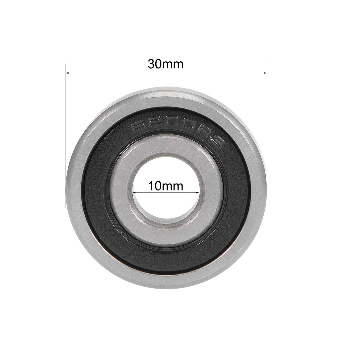 sourcing map 6200-2RS Deep Groove Ball Bearings 10mm x 30mm x 9mm Double Sealed Chrome Steel P6(ABEC3) 2pcs