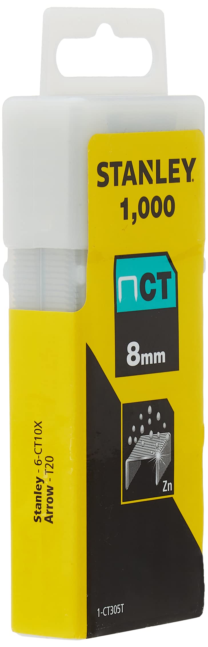 Stanley 1-CT305T 8mm Flat Narrow Crown Staples (1000 Pieces) (Pack of 2)