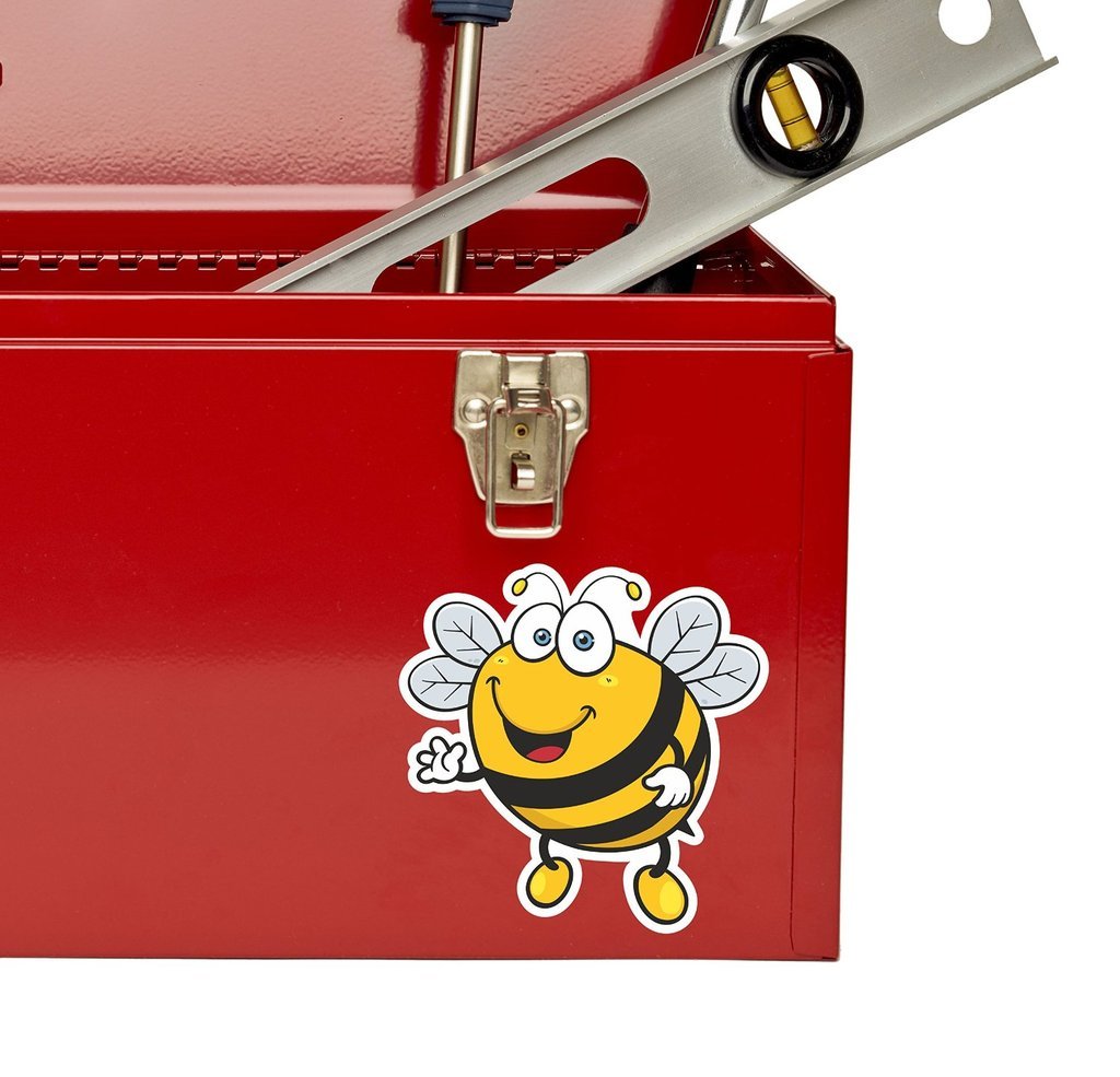 2 x 10cm/100mm Happy Bee Vinyl Sticker Decal Laptop Travel Luggage Car iPad Sign Fun #5346