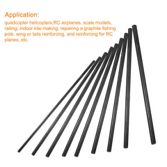 sourcing map Carbon Fiber Rod, 5mm x 100mm for RC Plane DIY Tool Wing Tube Quadcopter Arm, Pack of 3