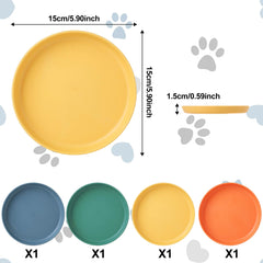 Multifunctional Shallow Pet Food Bowls, 4 Pcs Pet Bowls for Cat and Dog Whisker Fatigue Free, Plastic & Cute Pet Bowl Dishs for Pet Cat Dog Small Animal