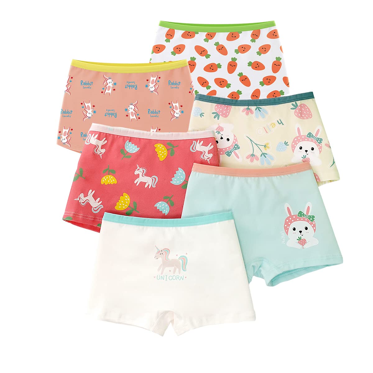 LeQeZe Girls Knickers Pants Soft Cotton 6 Pack Kids Underwear Size 8-9 Years (Mixed Color 6, Manufacturer Label 140)