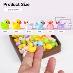 100PCS Mini Resin Ducks Figures Kit 6 Colors Realistic Tiny Cute Duck Ornaments Multicolor Deracoration Set for Handwork Christmas Birthday Party Miniature Figures Micro Fairy Garden Phone Case DIY