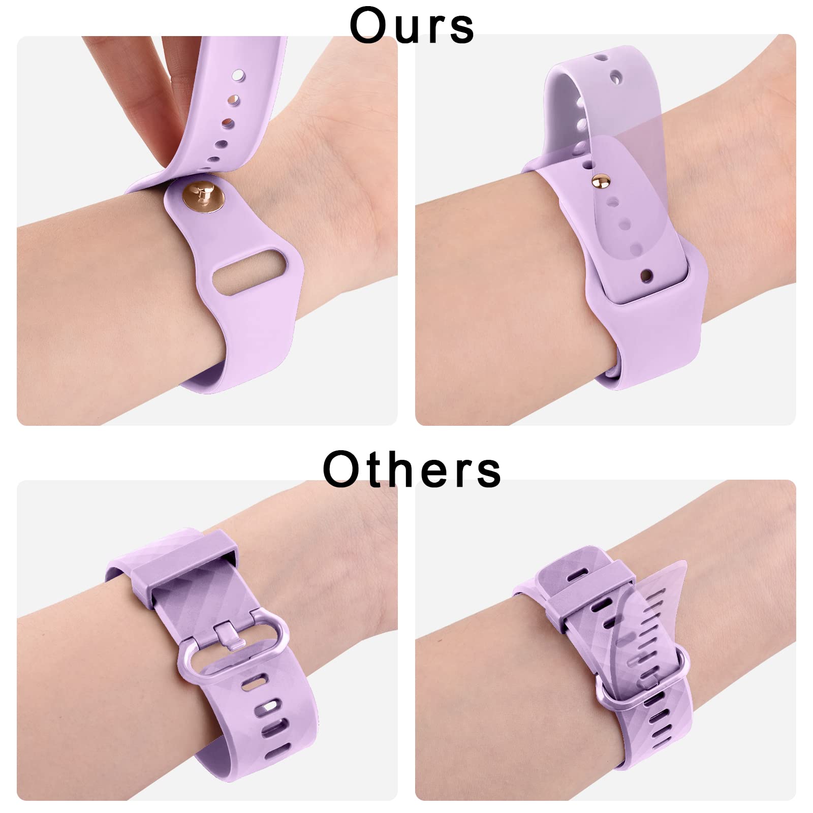 【3 PACK】Straps for Fitbit Versa 2 Straps/Fitbit Versa Lite/Fitbit Versa Strap, Classic Silicone Adjustable Replacement Band for Women Men (PurpleandLavenderandSparklight)