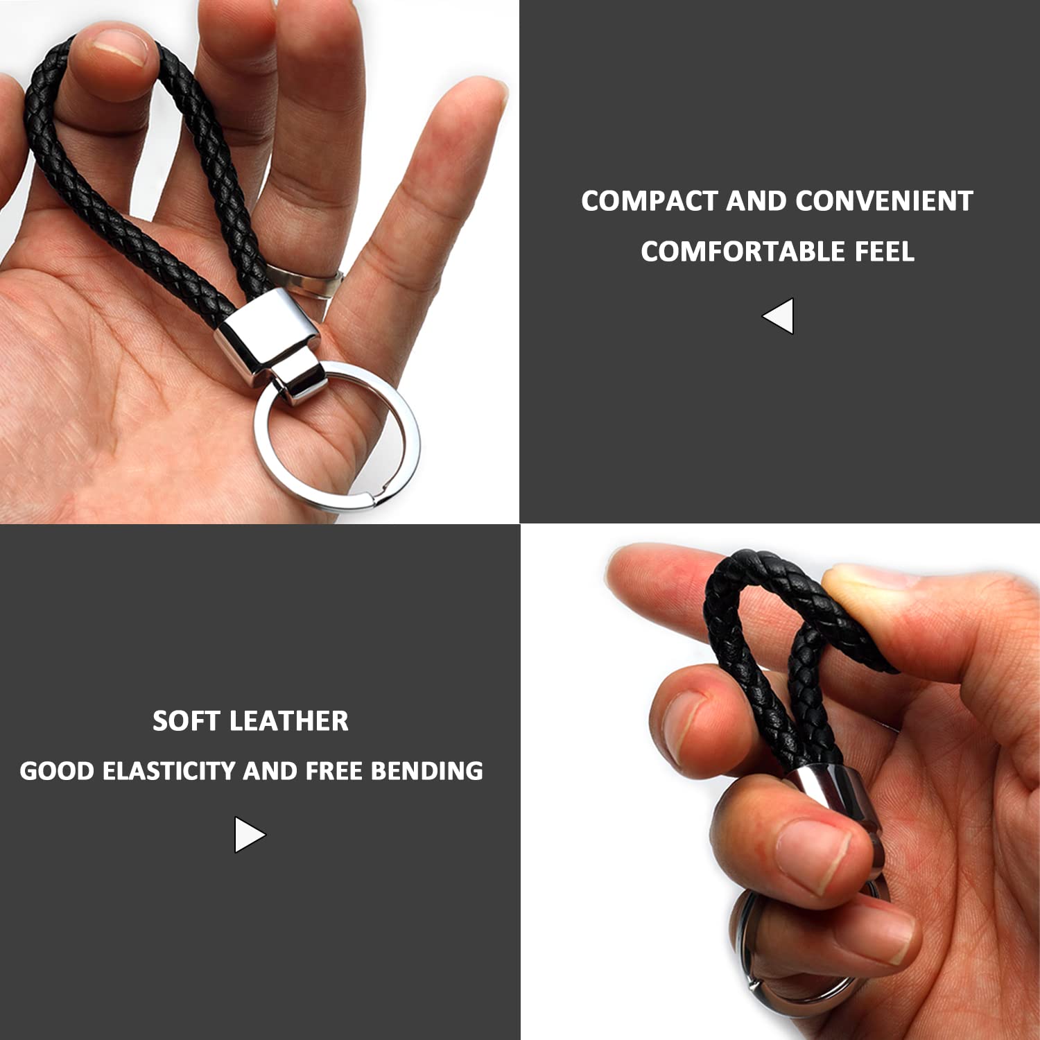 NINVVS 12-Leather Rope Keychain, Woven Keychain, Car Apartment Color Keychain, Neutral Keychain, Portable Keychain, Suitable for Men and Women (12-Color)