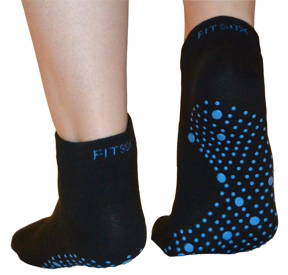 FitSox Pilates, Yoga, Martial Arts, Gym, Dance, Bar, Anti-Slip/Non-Slip, Falls Prevention, black/blue, EU 38-44 / UK 4-9 / US 6-10