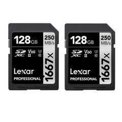 Lexar Professional 1667x SD Card 128GB 2-Pack, SDXC UHS-II Memory Card, Up to 250MB/s Read, 120MB/s Write, Class 10, U3, V60, for Professional Photographer, Videographer, Enthusiast(LSD1667128G-B2NAA)