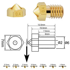 KeeYees 20pcs Brass Nozzle 0.2mm 0.3mm 0.4mm 0.5mm 0.6mm 0.8mm 1.0mm for 1.75mm Filament 3D Printer Extruder Hotend