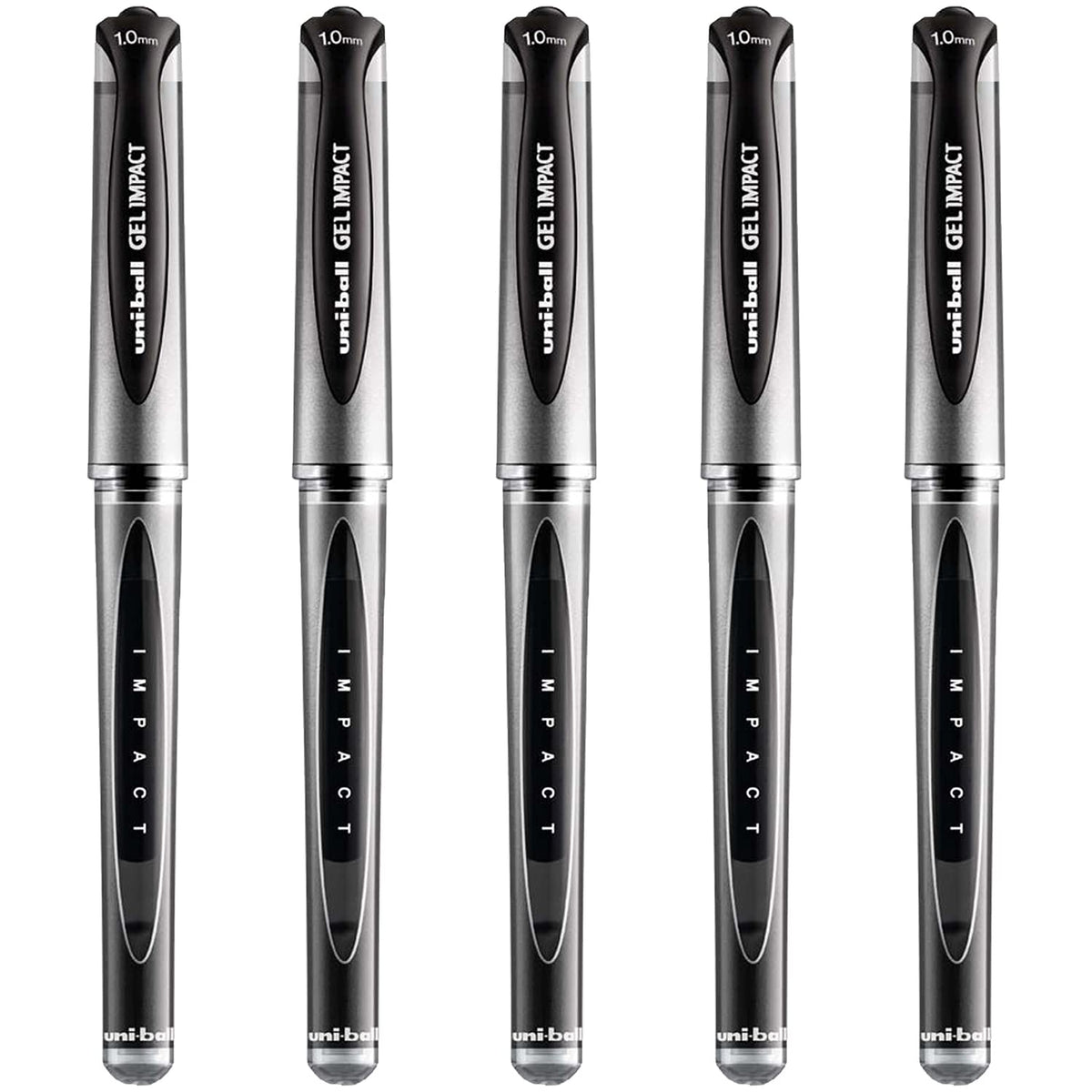 uni-ball UM-153S Gel Impact Broad Rollerball Pens - 1mm Nib, 0.6mm Line Width - Black Ink (5)