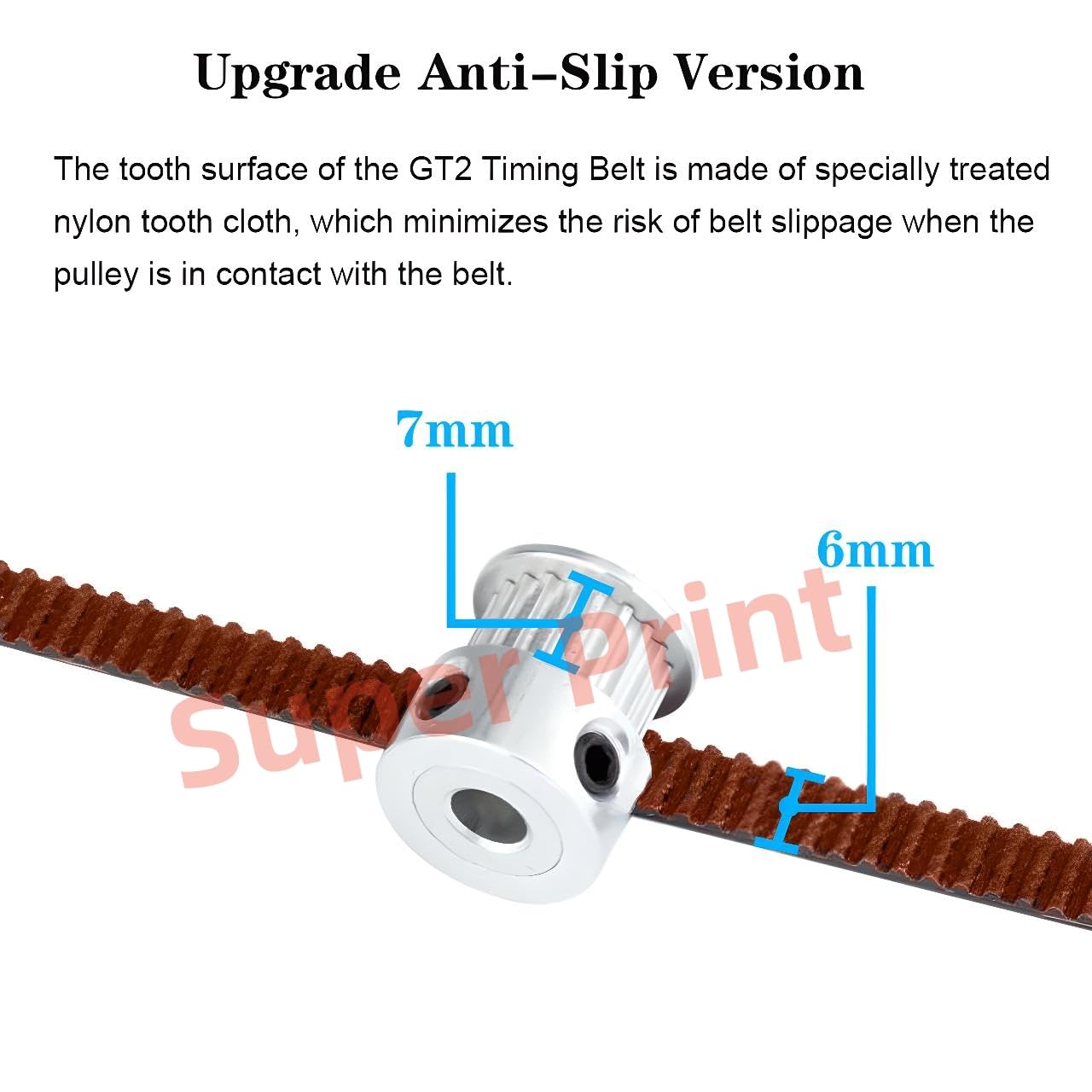 Super Print 10×188mm Voron GT2 Timing Belt,6mm Width GT2 Closed Loop Belt,Upgrade Nylon Tooth Surface Non-Slip Version for Voron 2.4 and Other 3D Printers,CNC.