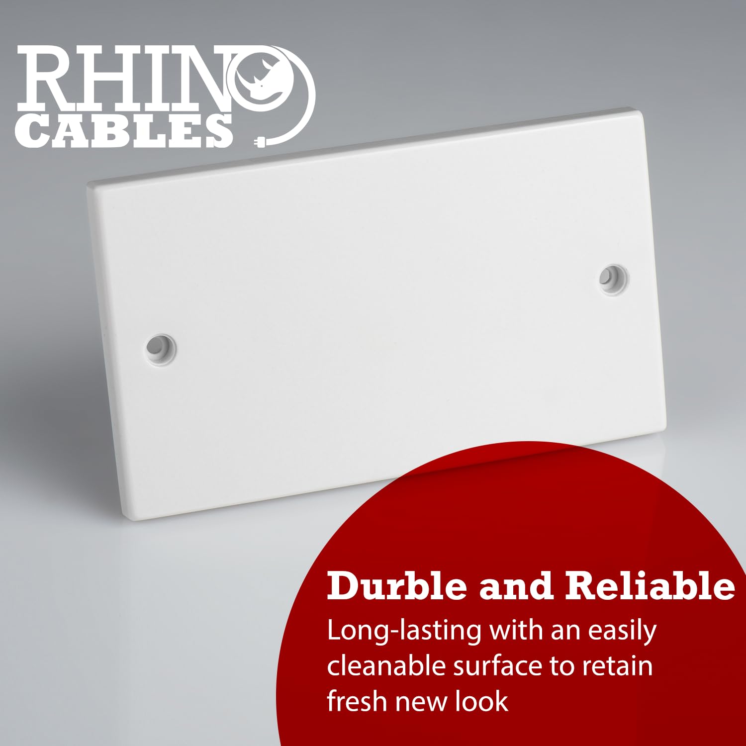 rhinocables Electrical Blanking Plate 2 (Two) Gang - White Gloss Plastic Finish (1, Double)