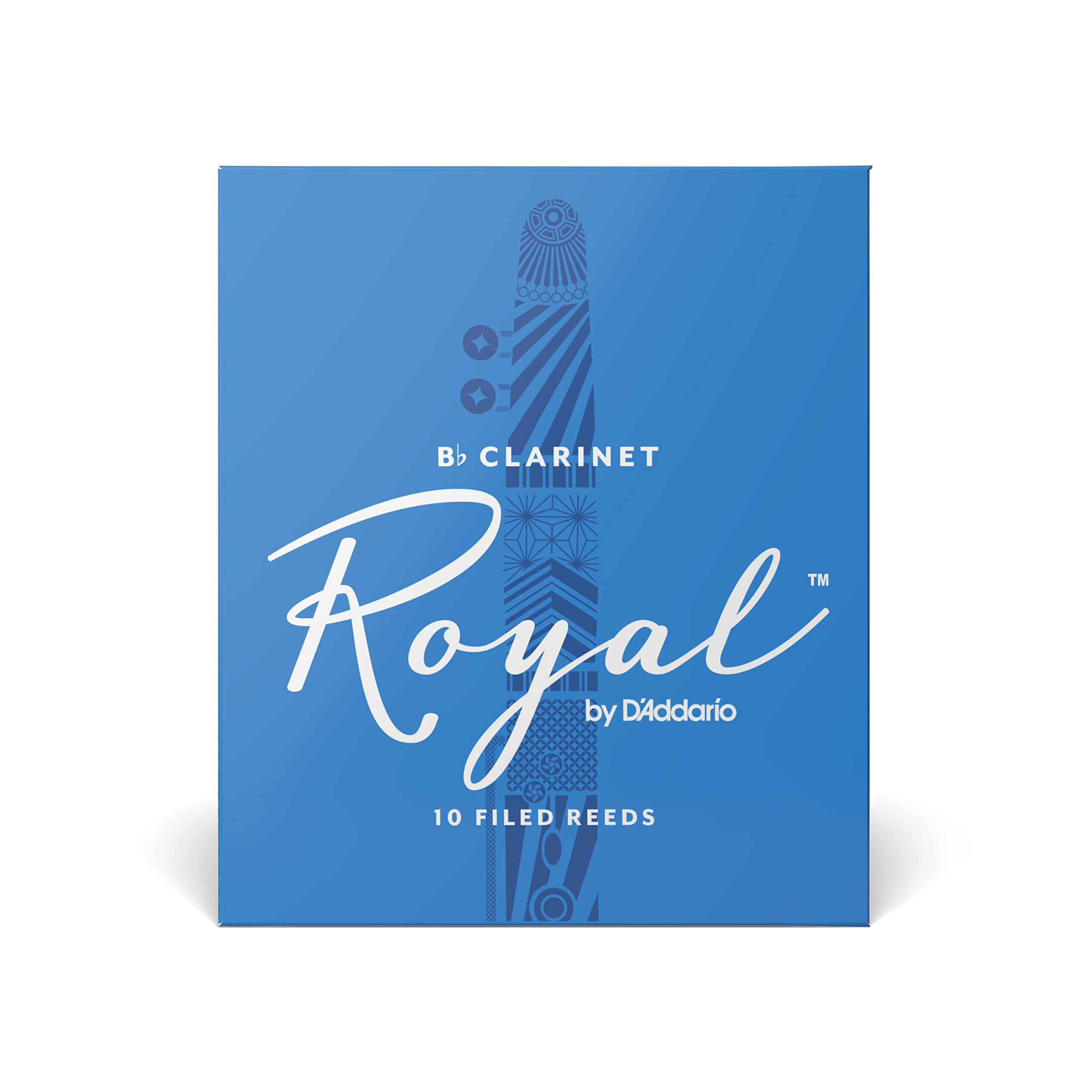 D’Addario Woodwinds - Royal Bb Clarinet Reeds - B Flat Clarinet Reeds - Reeds for Clarinet - Clarinet Bb Reeds - Strong Spine - Filed Cut - Strength 2.0, 10-Pack