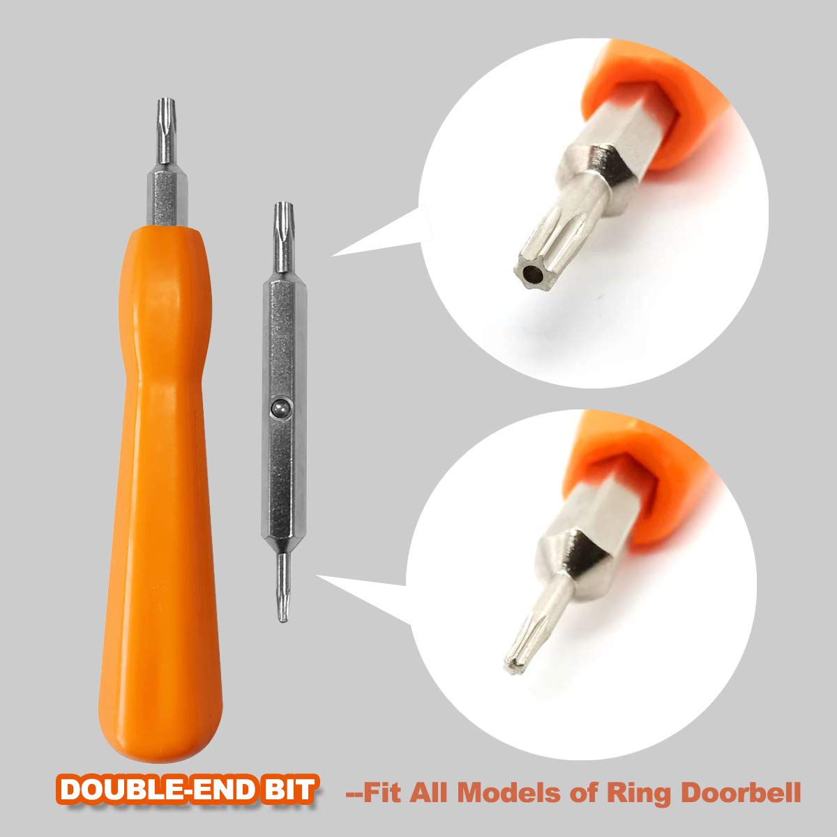 Doorbell Screwdriver Replacement, Screwdriver Kit 5 Types of Spare Screws, Double-Ended T6 T15 Compatible with 2nd Generation Video Doorbell, Doorbell 2, Pro and Elite, Doorbell Screwdrivers