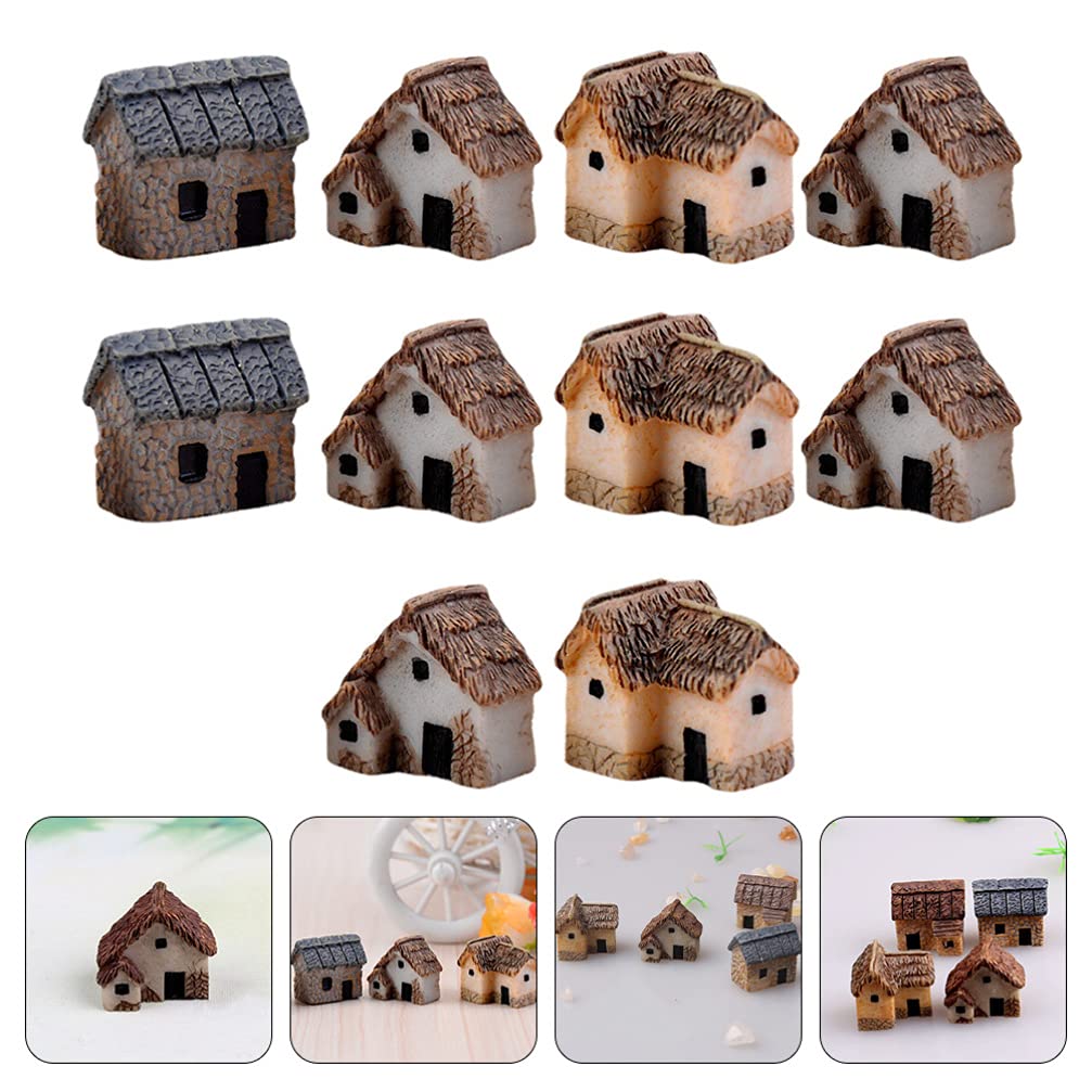 DOITOOL 10pcs Miniature Fairy Garden House Houses for Gardens Mini Cottage Patio Micro Landscape Yard Bonsai Decor (Random Style), 2X2CM (049FW56H09G)