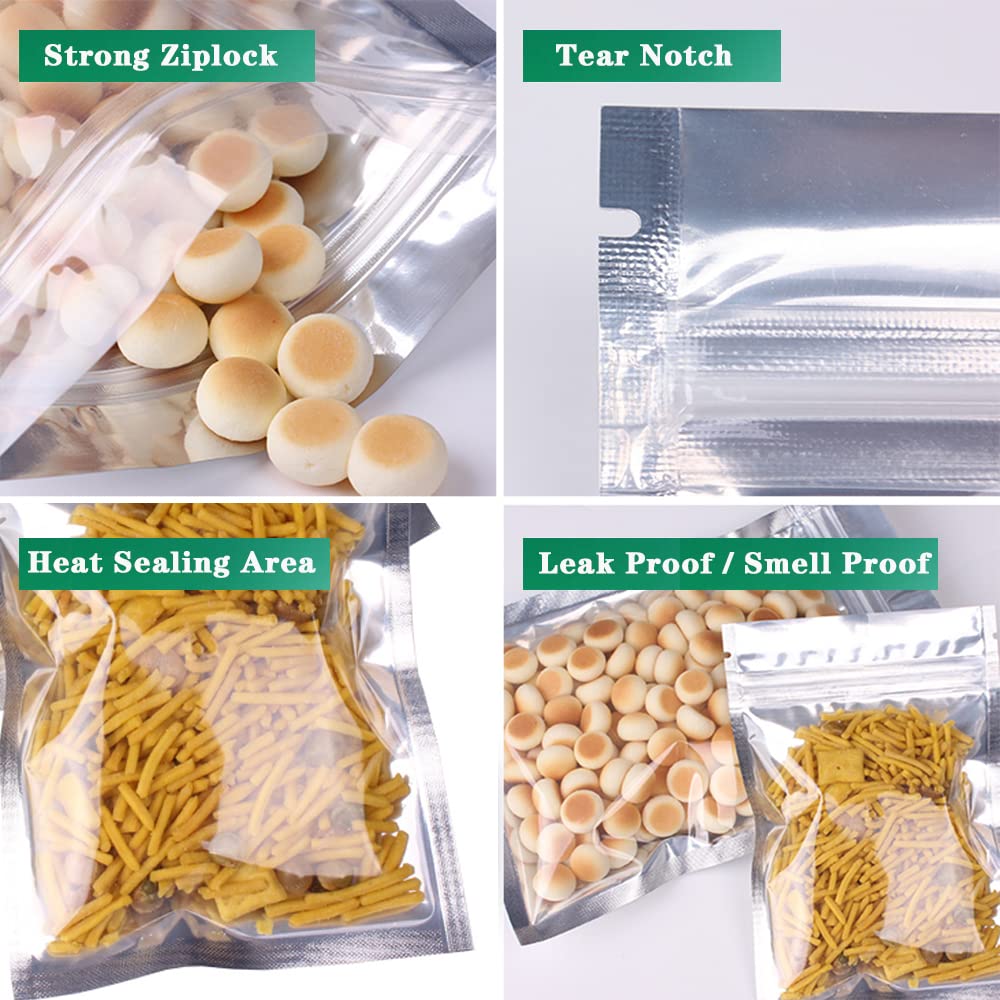 7x10cm 100 Grip Foil Ziplock Bags, Small Clear Plastic Bags, Resealable Storage Pouches, Poly Zip Lock Bags, Perfect for Kitchen Storage, Jewellery, Diamond Painting, Small Cookies and Sweets