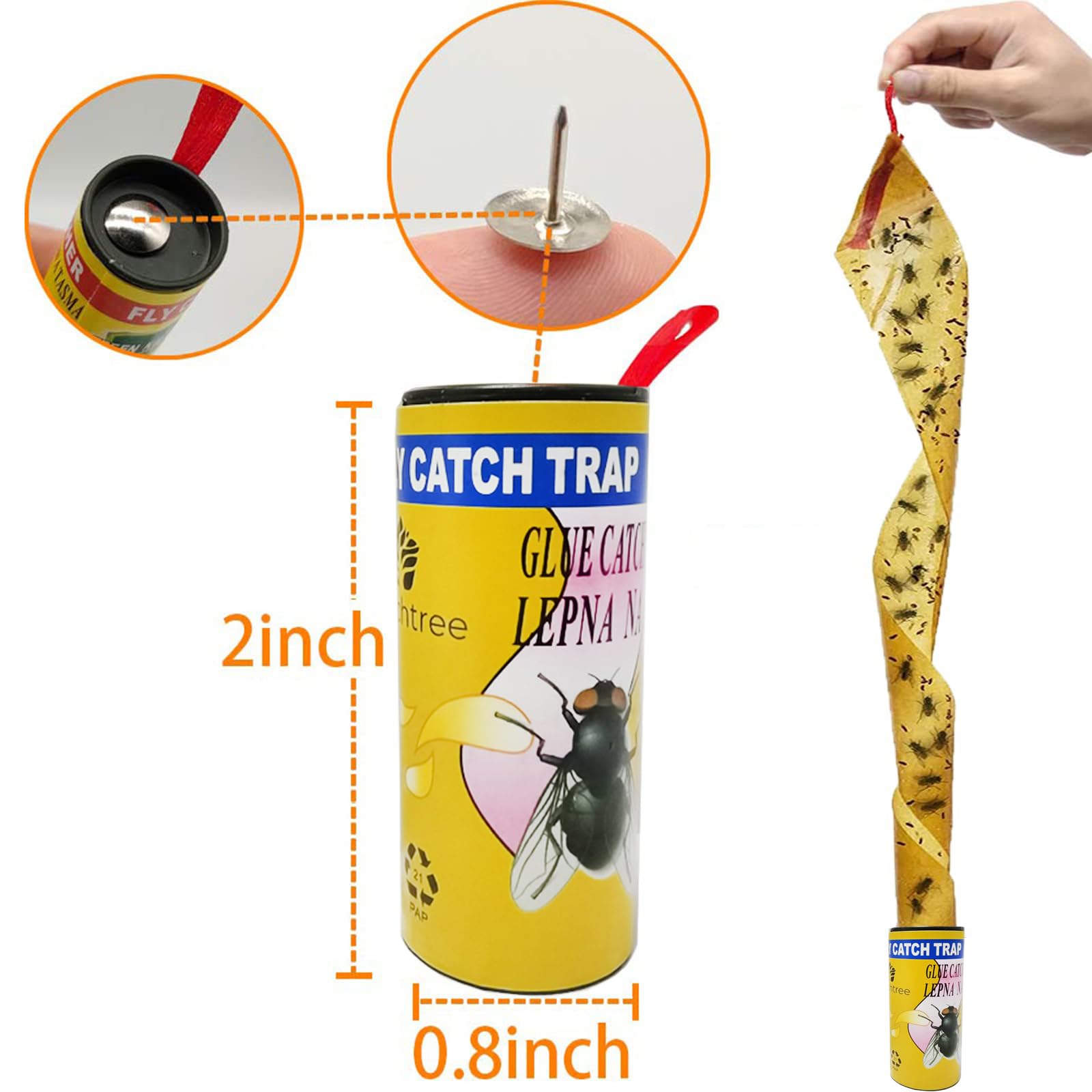 Torchtree Fly Trap,18 Pcs Fly Paper,Fly Catcher,Fly Traps indoor for Home Use,Fly Strips,Fly Catcher Indoor