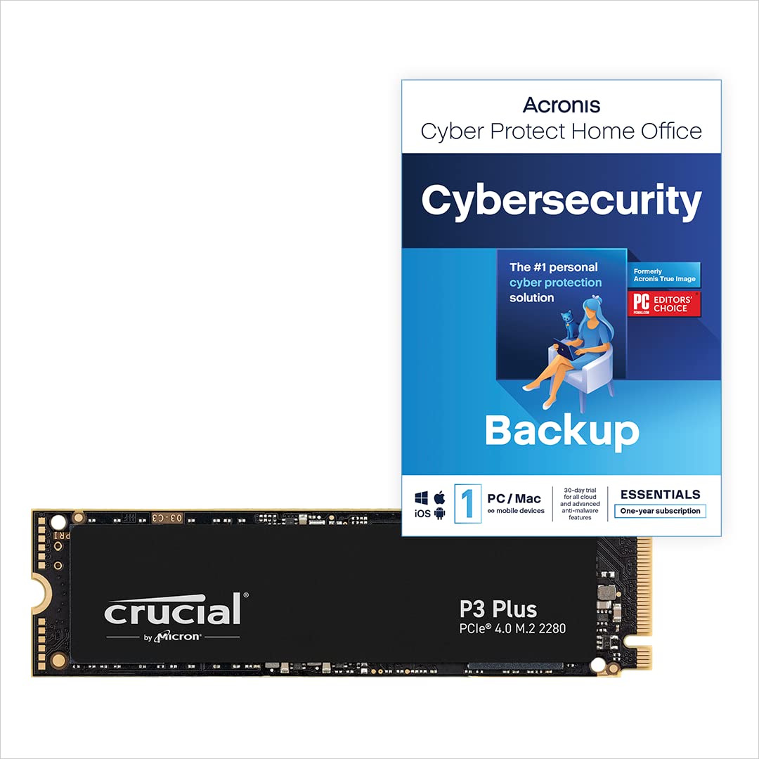 Crucial P3 Plus 1TB M.2 PCIe Gen4 NVMe Internal SSD - Up to 5000MB/s - CT1000P3PSSD801 (Acronis Edition)