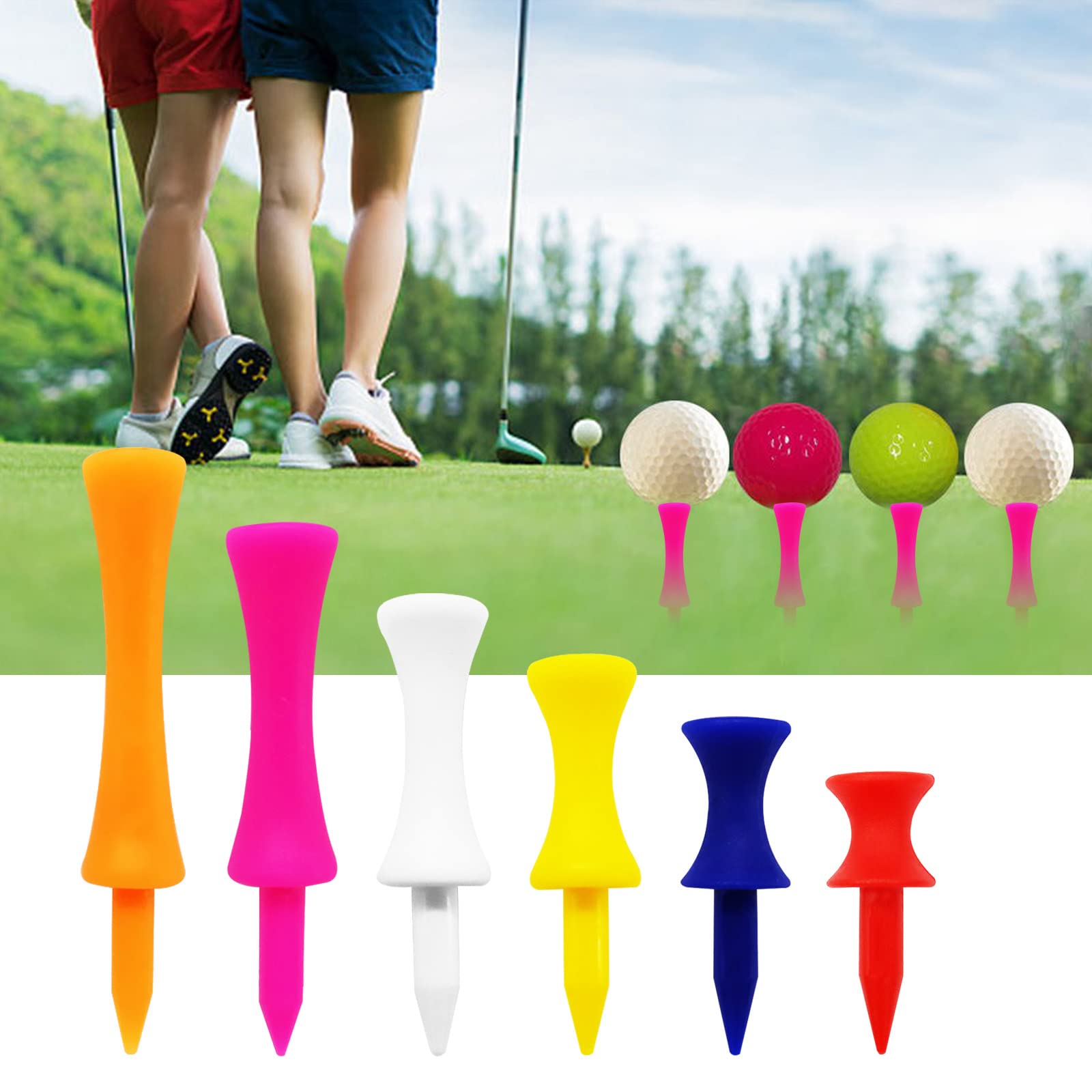 FINGER TEN Golf Tees Plastic Step Down Unbreakable 2 1/4 inch 50 Pack, Golf Tees Castle Durable Portable Professional for Golf Practice (All 2 1/4'' in Pink)