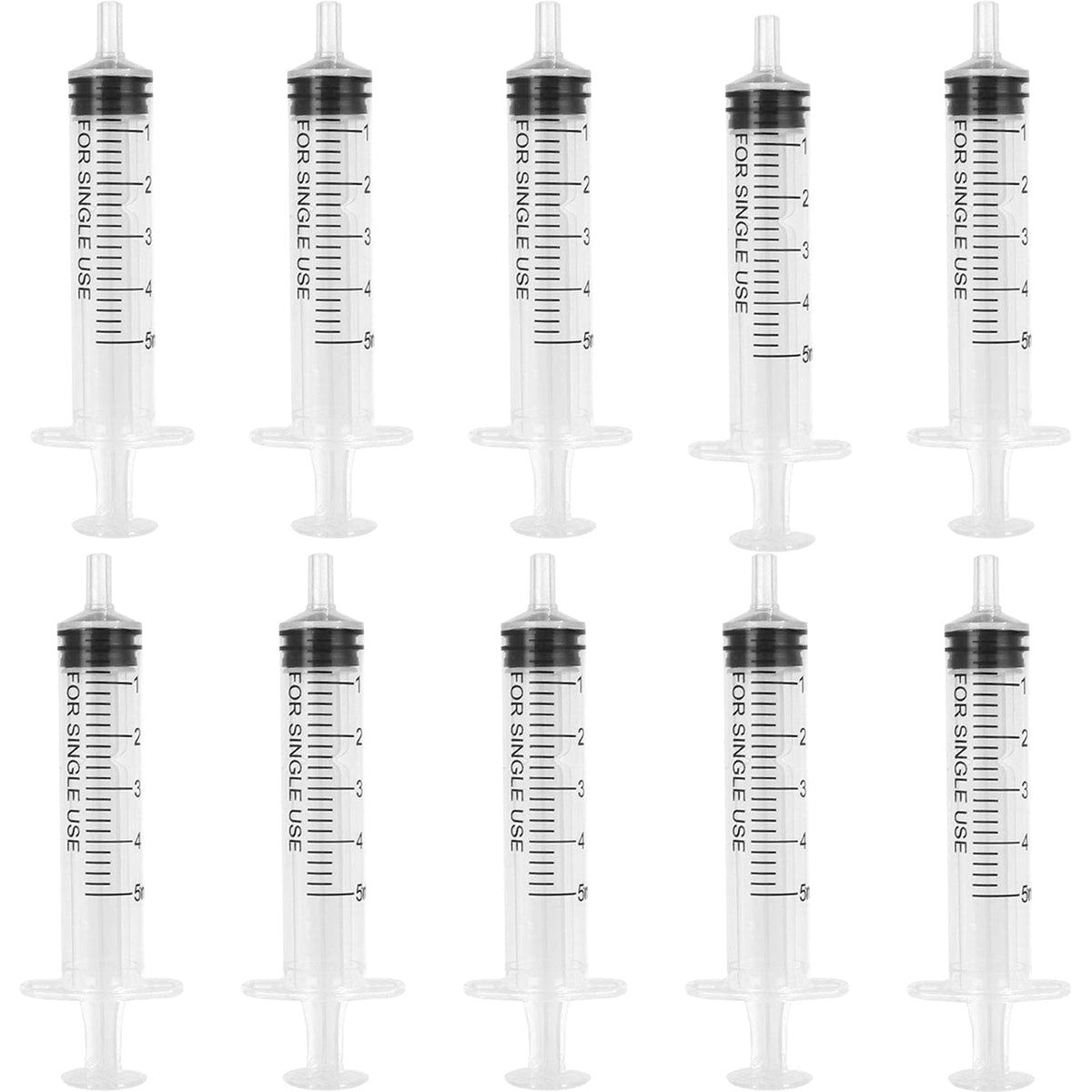 10PCS 5ML Plastic Syringes Measuring Syringe No Needle Syringe Reusable 5ML Syringes Sterile Colostrum For Scientific Lab Baby Medicine Dispensing Liquid Measuring Watering Pet Feeding Glue Applicator