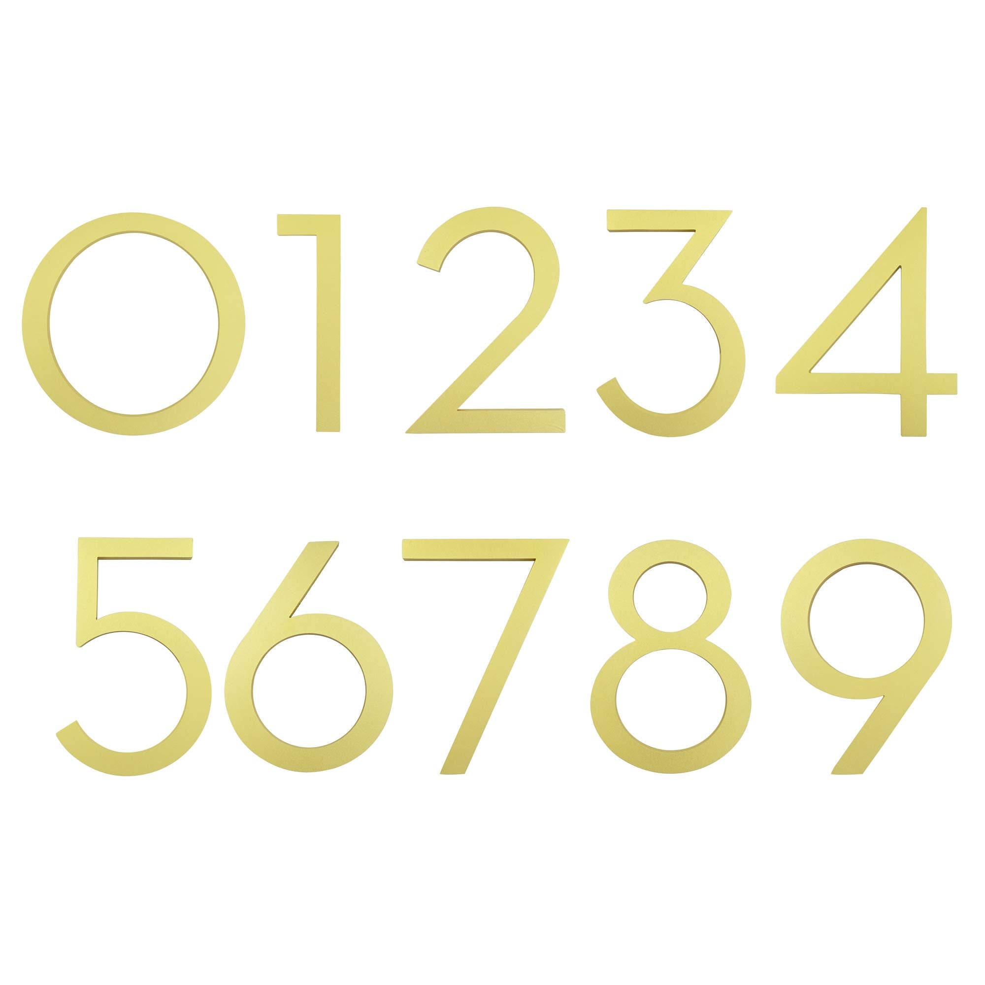 HASWARE Floating House Number 4 inch Stylish Door Numbers Alphabet Plaque Street Home Address Numerals (Small 5, Golden)