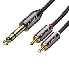 J&D 1/4 inch TRS to Dual RCA Audio Cable, Gold Plated Copper Shell Heavy Duty 6.35mm 1/4 inch Male TRS to 2 RCA Male Stereo Audio Y Splitter Cable, 6 Feet