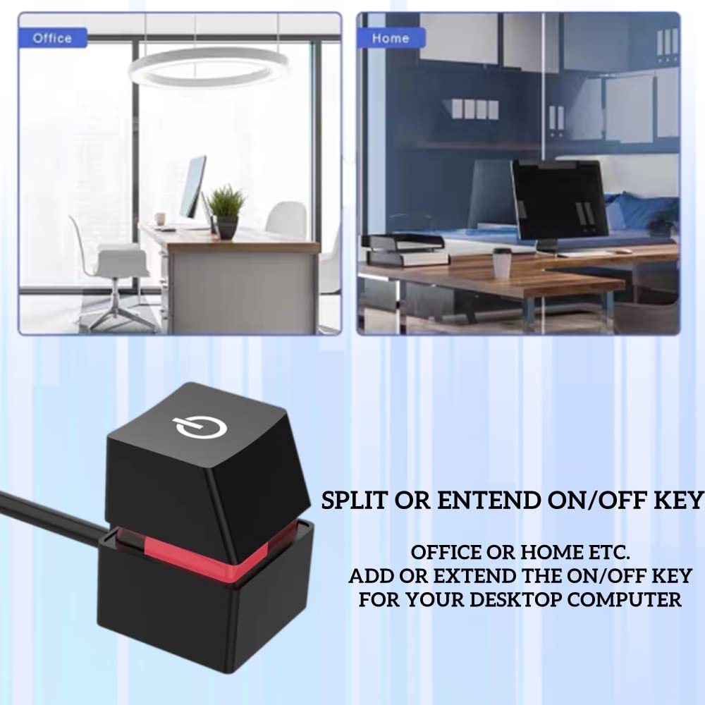 Desktop Switch Desktop Computer Power Switch External Remote Start PC Motherboard Power On Off Switch Button Extension Cable(Shell: black, light: color gradient)
