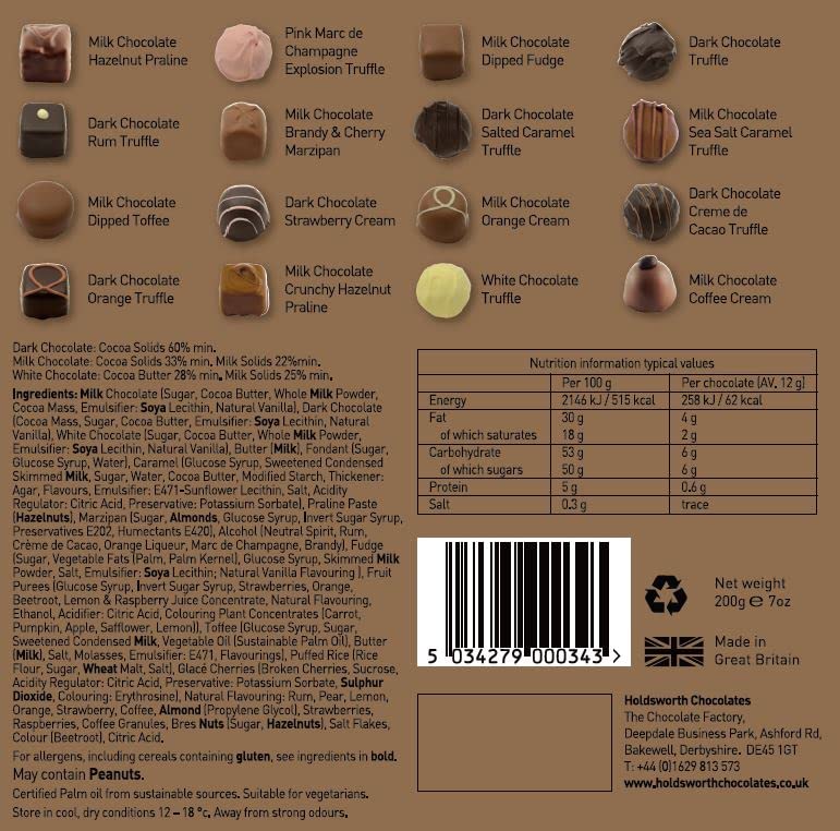 Holdsworth Chocolates Classics - Renaissance Collection Assorted Traditional Handmade Chocolate Truffles in Gift Box 200g