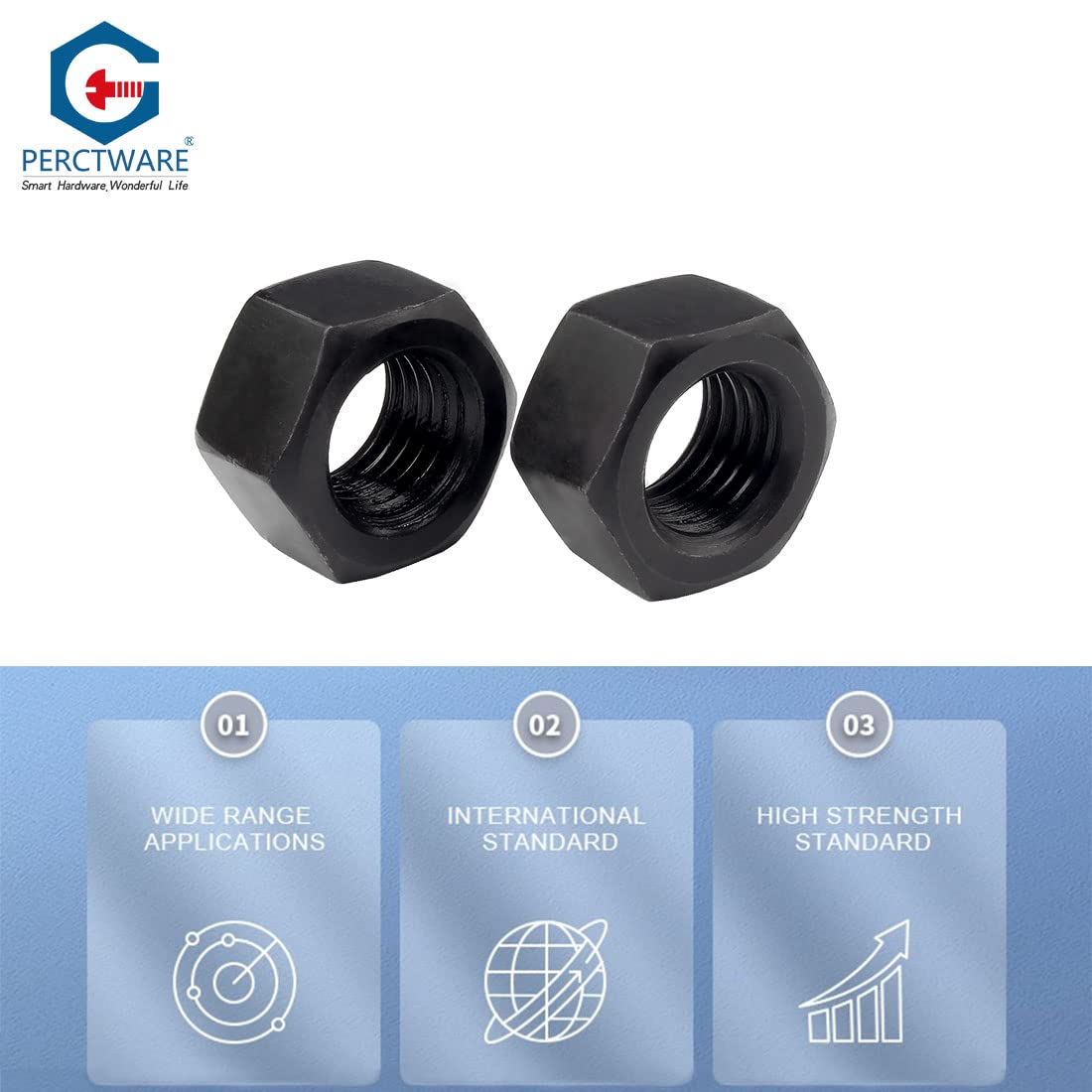 M5(5mm) Iron Black Hex Nut for Bolts & Screws Full Nuts with Coarse Thread DIN 934(Pack of 20)